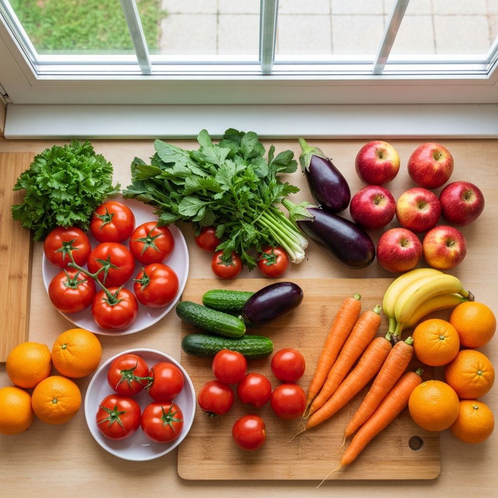 Fresh vegetables and fruits for balanced everyday nutrition
